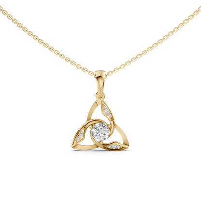 Maleah Celtic Trinity Knot Yellow Gold pendant necklace with round brilliant cut lab-grown diamonds