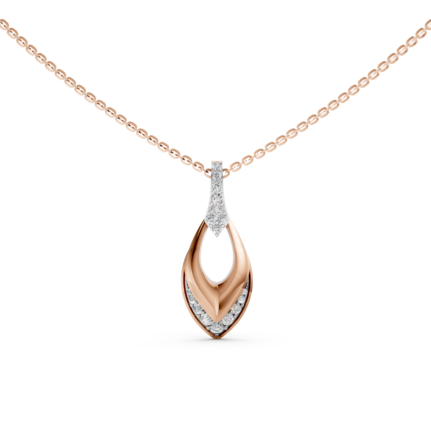 Veronica Round Lab-Grown Diamonds Pendant Necklace with Anchor Chain