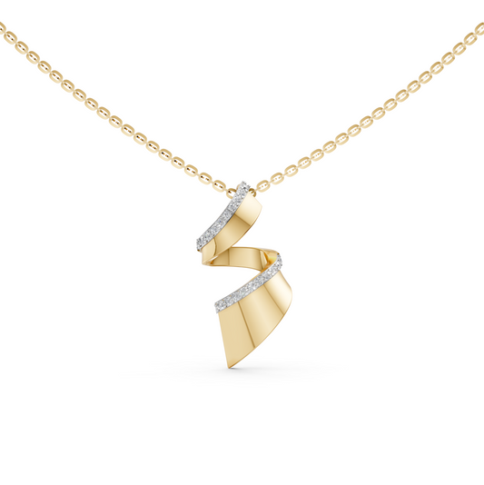 Paisley Twisted Round Lab-Grown Diamond Pendant Necklace with anchor chain