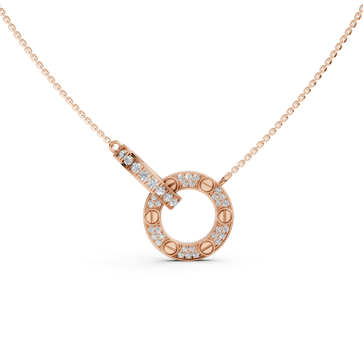 Emma Interlocking Circle Love Pendant Necklace with Round Lab-Grown Diamonds