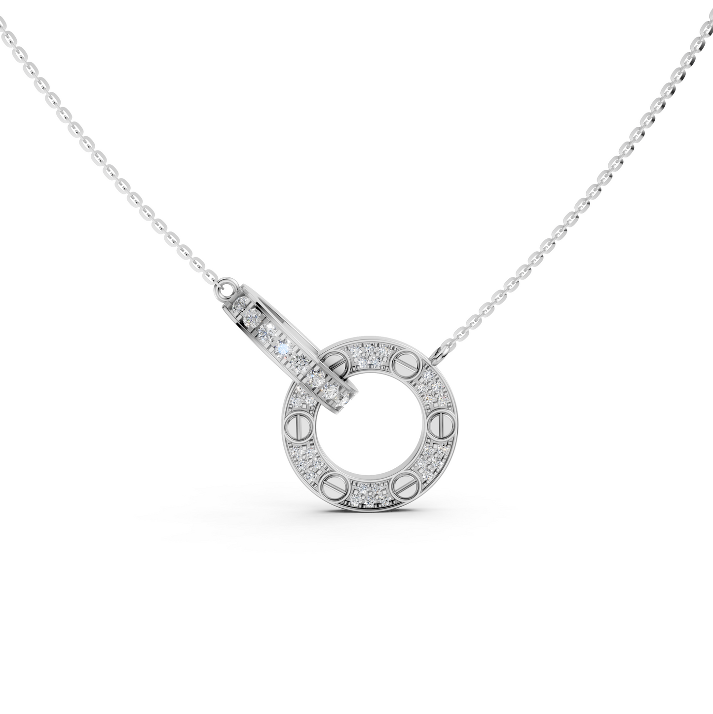 Emma Interlocking Circle Love Pendant Necklace with Round Lab-Grown Diamonds