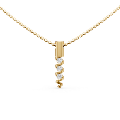 Nia Spiral charm 3-stone round brilliant cut Lab-Grown diamond pendant necklace in 14K/18K solid Yellow gold