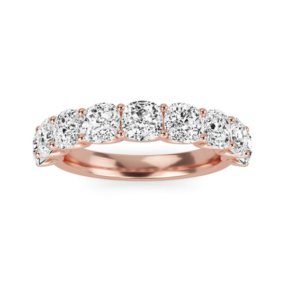 Noor Cushion cut lab grown diamond U Prong Eternity band Rose Gold ring for women - elegant and sustainable jewelry by Wenoor