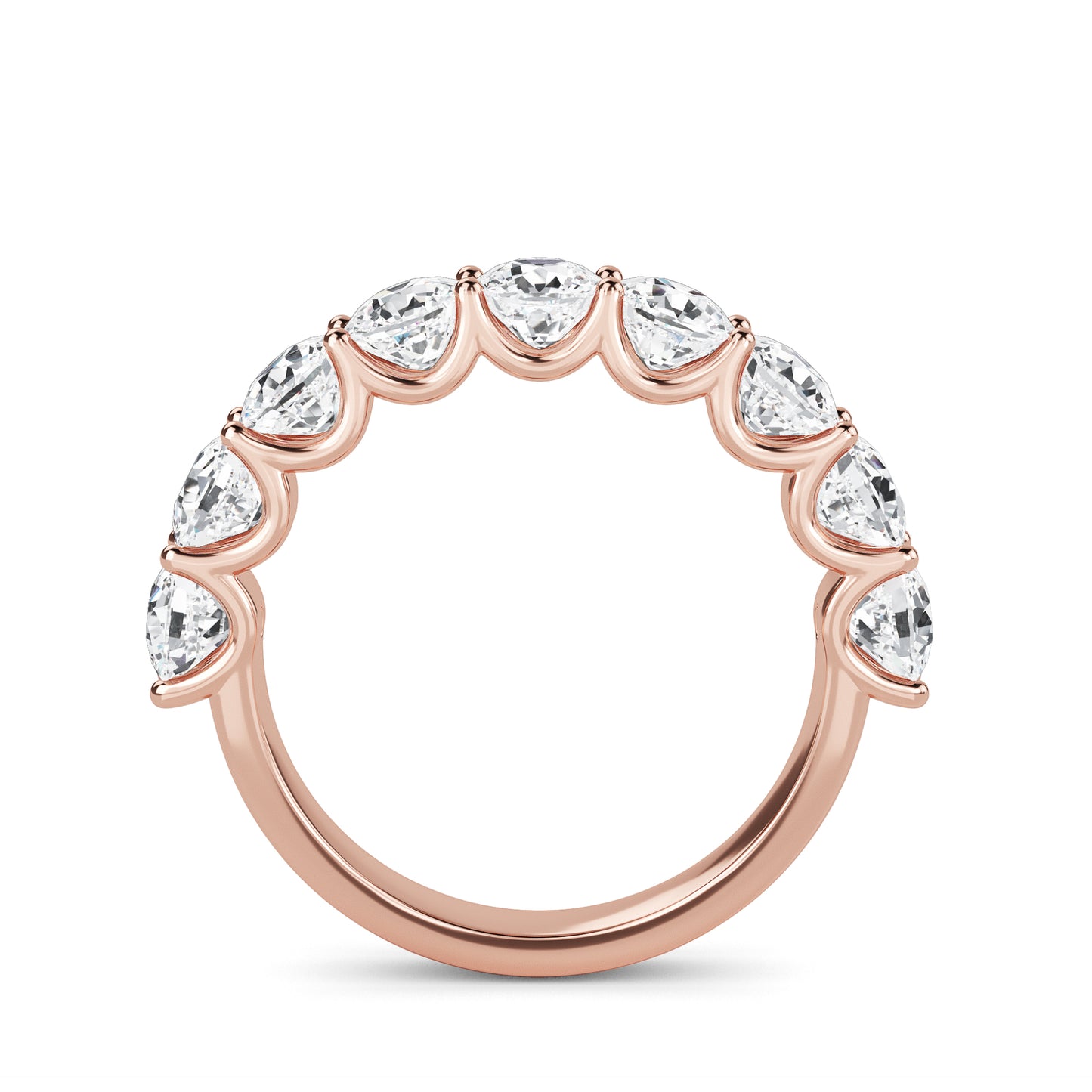 Noor Cushion cut lab grown diamond U Prong Eternity band Rose Gold ring for women - elegant and sustainable jewelry by Wenoor
