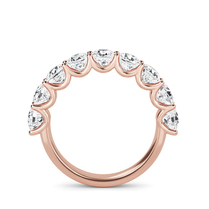 Noor Cushion cut lab grown diamond U Prong Eternity band Rose Gold ring for women - elegant and sustainable jewelry by Wenoor