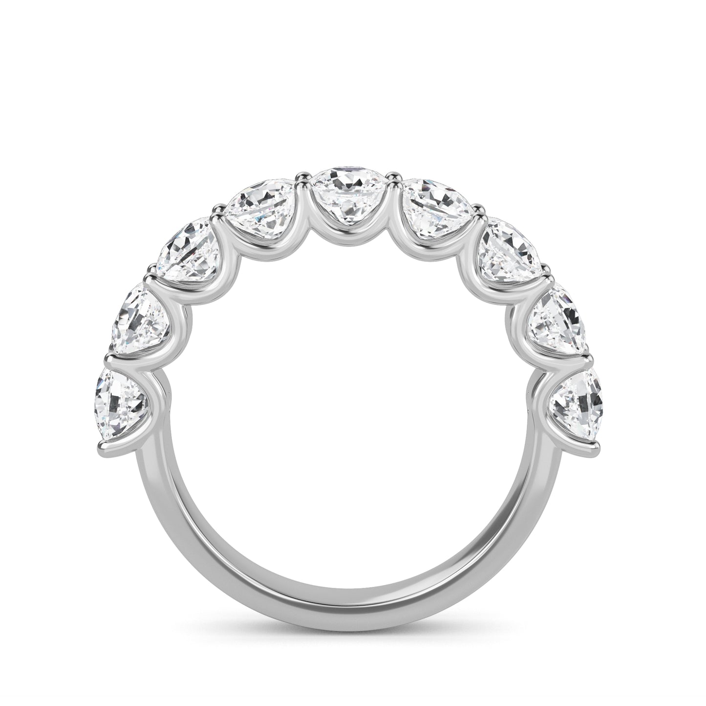 Noor Cushion cut lab grown diamond U Prong Eternity band White Gold ring for women - elegant and sustainable jewelry by Wenoor