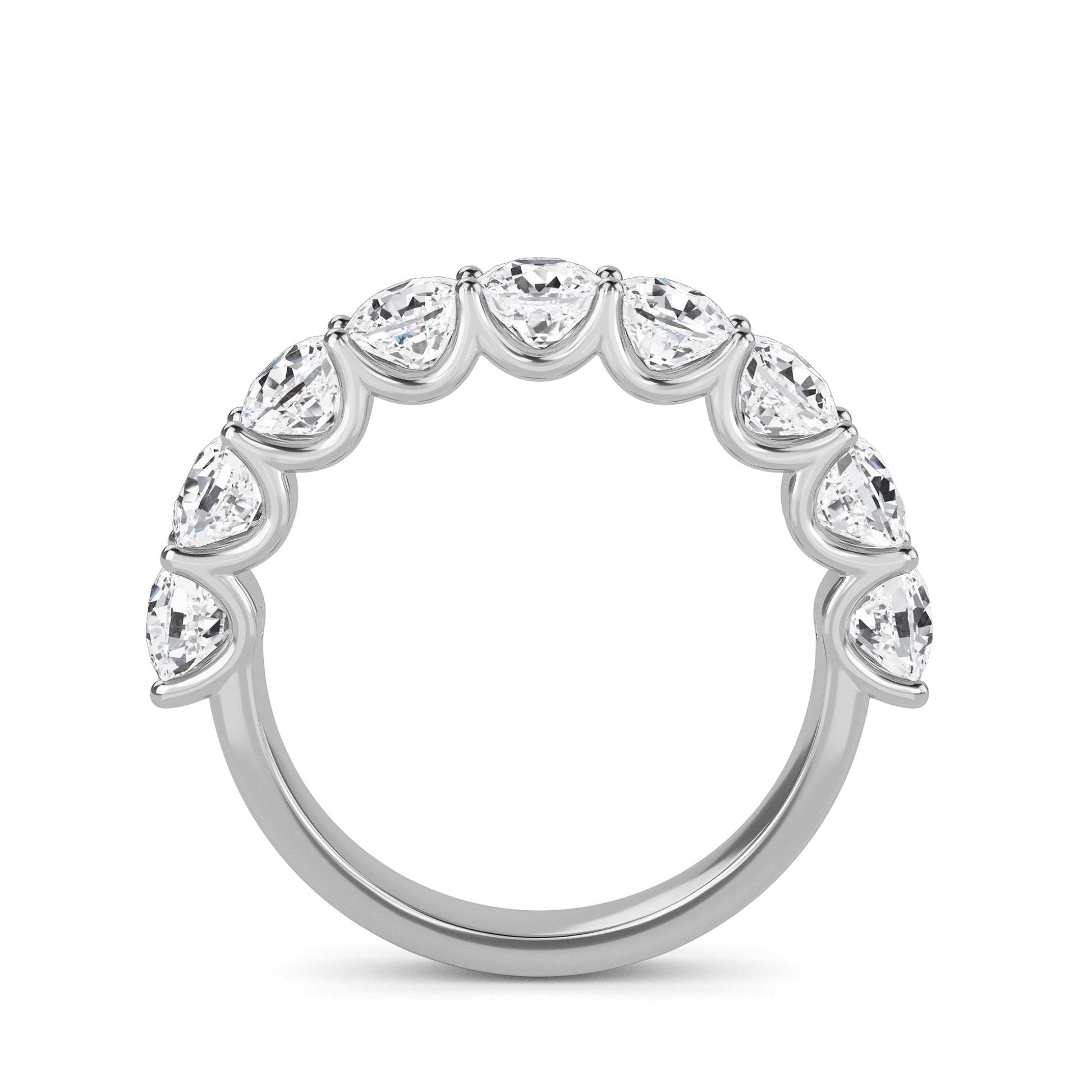Noor Cushion cut lab grown diamond U Prong Eternity band White Gold ring for women - elegant and sustainable jewelry by Wenoor