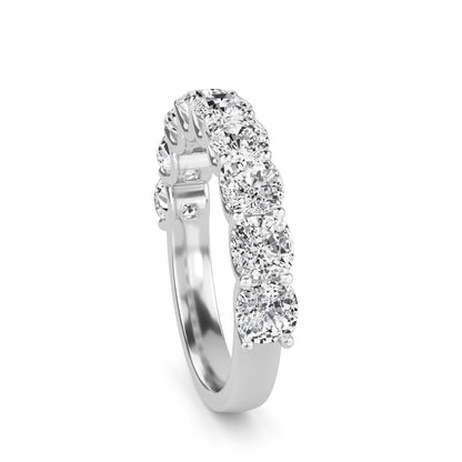 Noor Cushion cut lab grown diamond U Prong Eternity band White Gold ring for women - elegant and sustainable jewelry by Wenoor