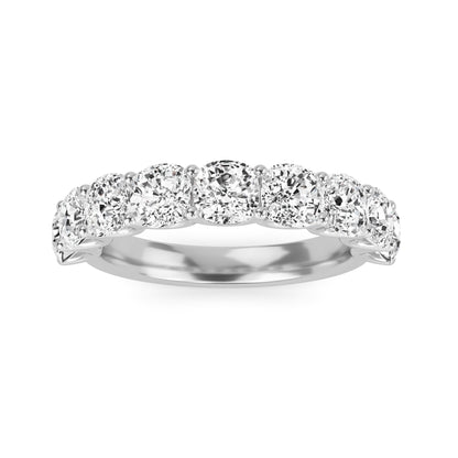 Noor Cushion cut lab grown diamond U Prong Eternity band White Gold ring for women - elegant and sustainable jewelry by Wenoor
