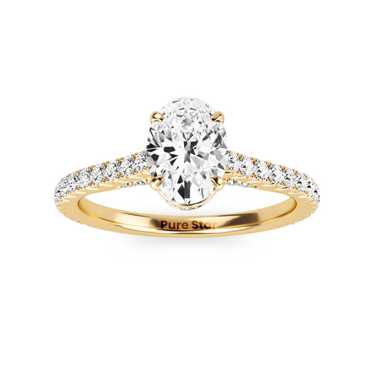 Modern oval diamond ring with a minimalist bezel setting, highlighting the stone's clean lines and fiery brilliance.