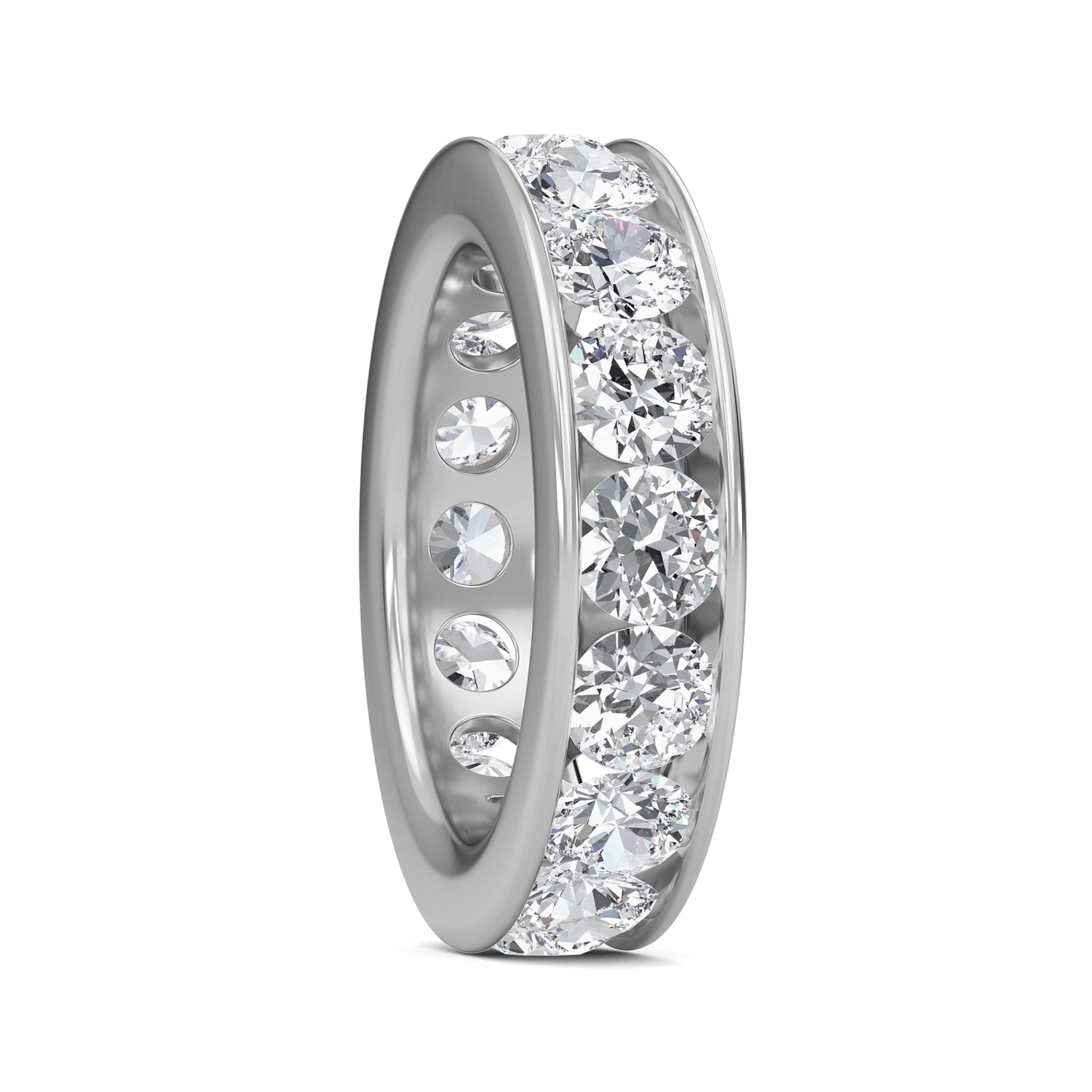 Serenity Round cut lab grown diamond Channel Set Eternity band White Gold ring for women - elegant and sustainable jewelry by Wenoor