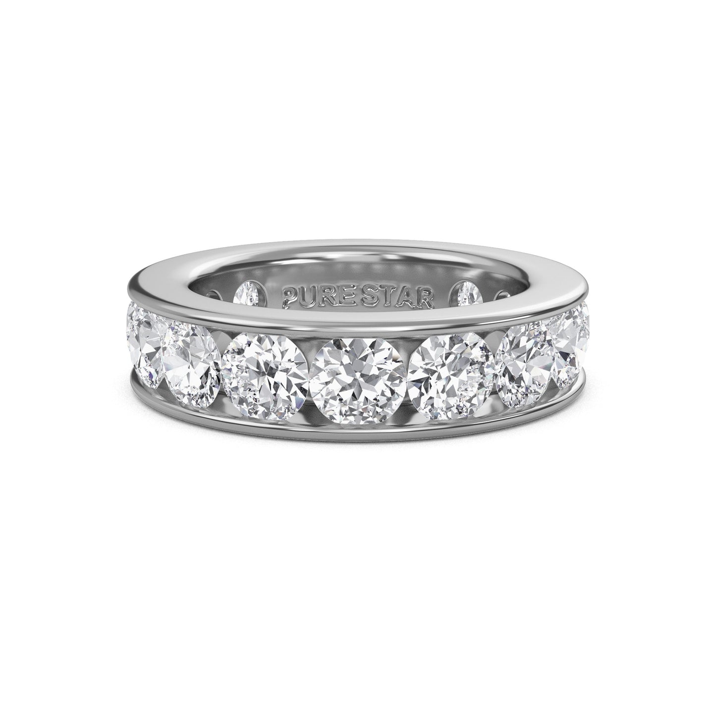 Serenity Round cut lab grown diamond Channel Set Eternity band White Gold ring for women - elegant and sustainable jewelry by Wenoor