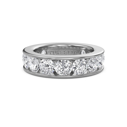 Serenity Round cut lab grown diamond Channel Set Eternity band White Gold ring for women - elegant and sustainable jewelry by Wenoor