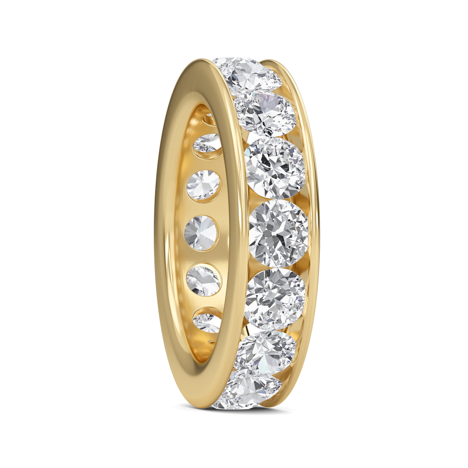 Serenity Round cut lab grown diamond Channel Set Eternity band Yellow Gold ring for women - elegant and sustainable jewelry by Wenoor