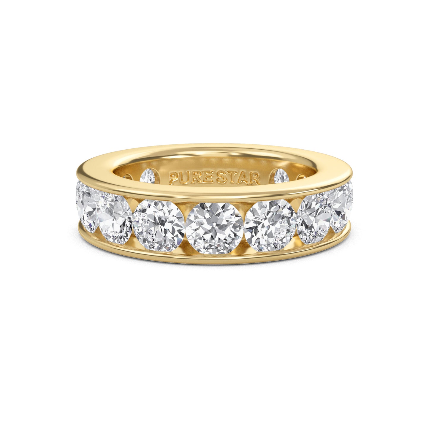 Serenity Round cut lab grown diamond Channel Set Eternity band Yellow Gold ring for women - elegant and sustainable jewelry by Wenoor