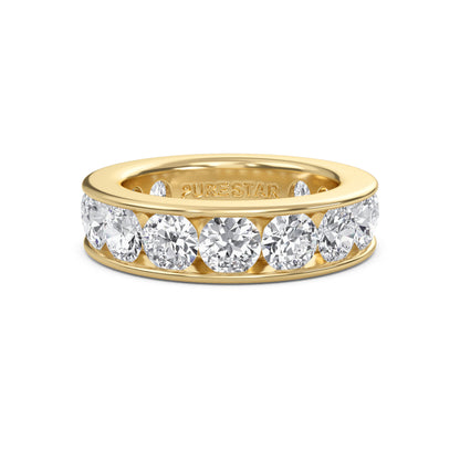 Serenity Round cut lab grown diamond Channel Set Eternity band Yellow Gold ring for women - elegant and sustainable jewelry by Wenoor