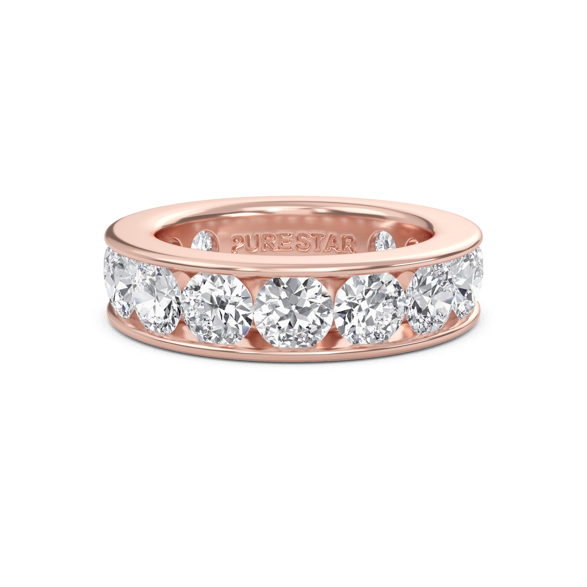 Serenity Round cut lab grown diamond Channel Set Eternity band rose Gold ring for women - elegant and sustainable jewelry by Wenoor