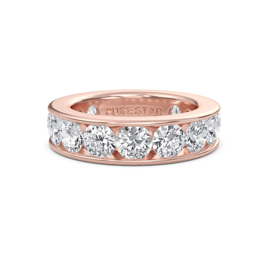 Serenity Round cut lab grown diamond Channel Set Eternity band rose Gold ring for women - elegant and sustainable jewelry by Wenoor