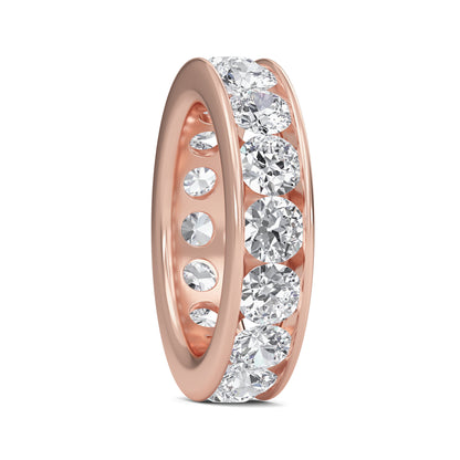 Serenity Round cut lab grown diamond Channel Set Eternity band rose Gold ring for women - elegant and sustainable jewelry by Wenoor