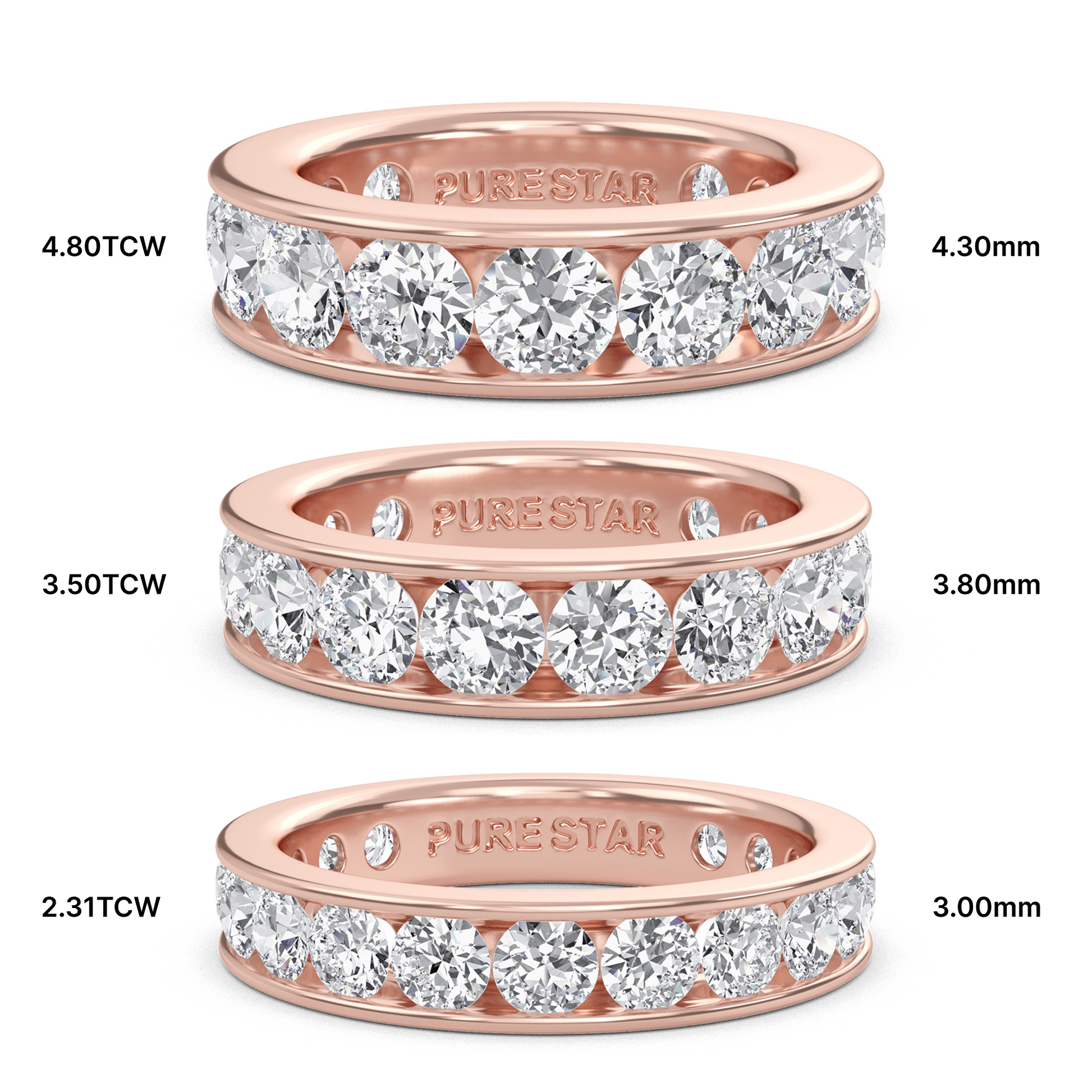 Serenity Round cut lab grown diamond Channel Set Eternity band rose Gold ring for women - elegant and sustainable jewelry by Wenoor