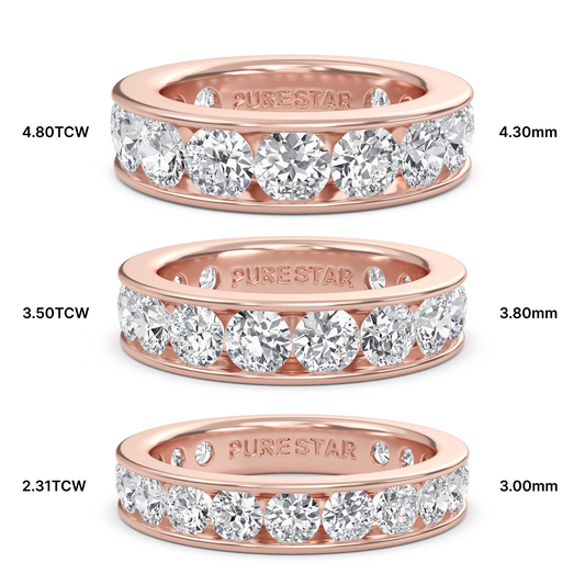 Serenity Round cut lab grown diamond Channel Set Eternity band rose Gold ring for women - elegant and sustainable jewelry by Wenoor