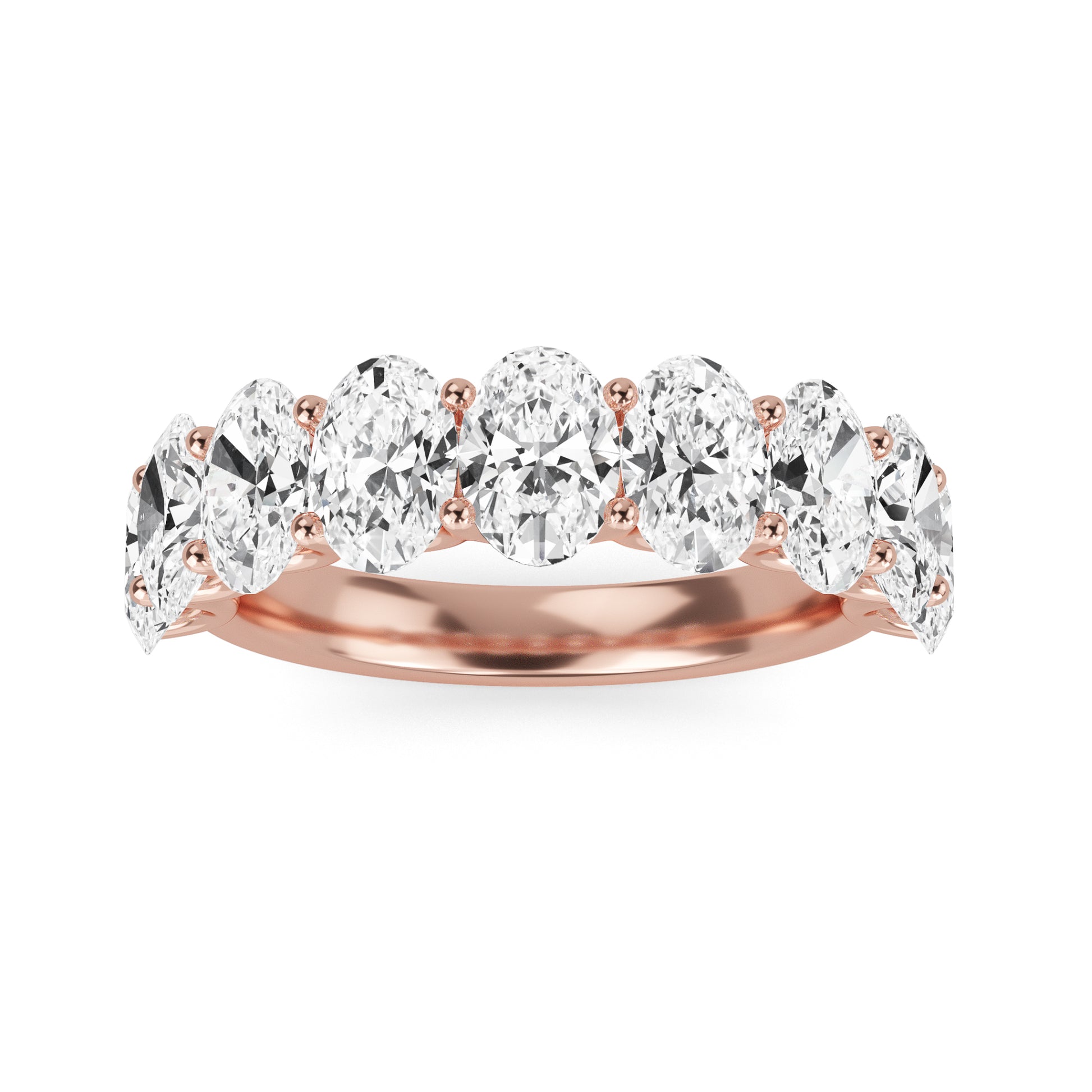Shira Oval cut lab grown diamond U Prong Eternity band Rose Gold Ring for women - elegant and sustainable jewelry by Wenoor