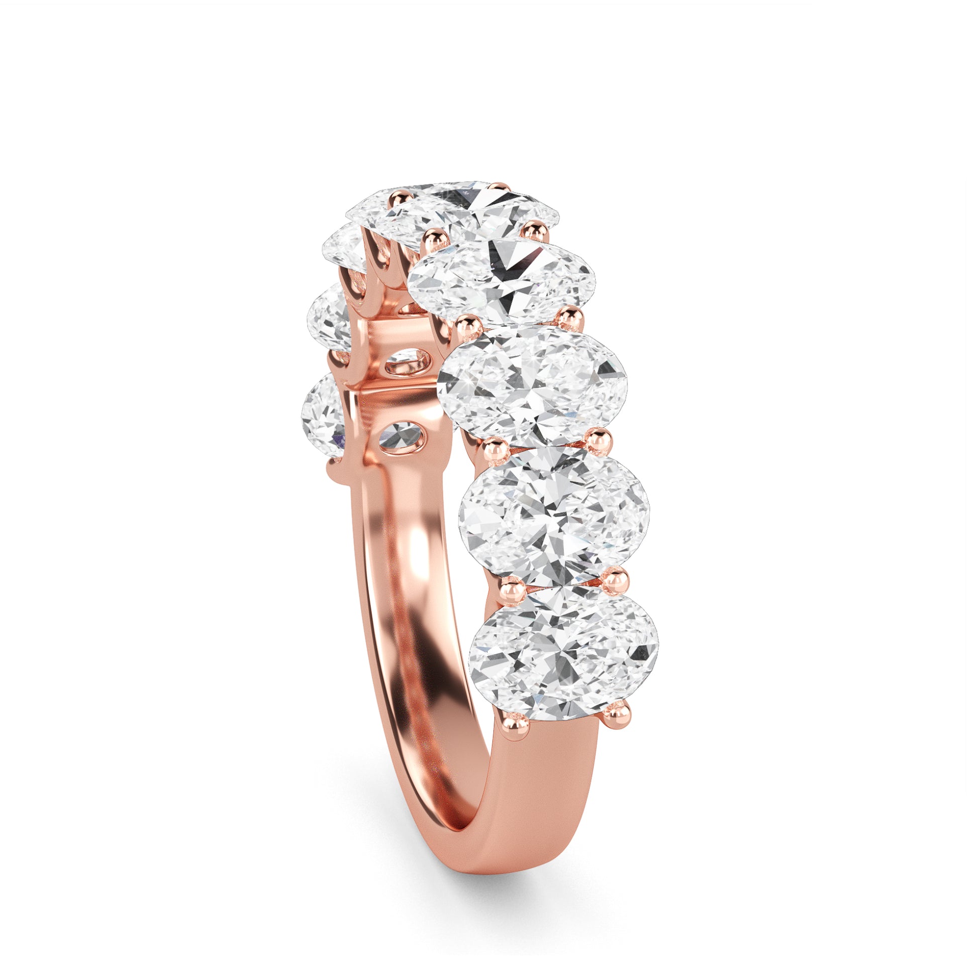 Shira Oval cut lab grown diamond U Prong Eternity band Rose Gold Ring for women - elegant and sustainable jewelry by Wenoor