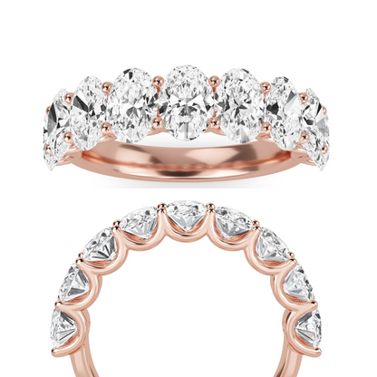 Shira Oval cut lab grown diamond U Prong Eternity band Rose Gold Ring for women - elegant and sustainable jewelry by Wenoor