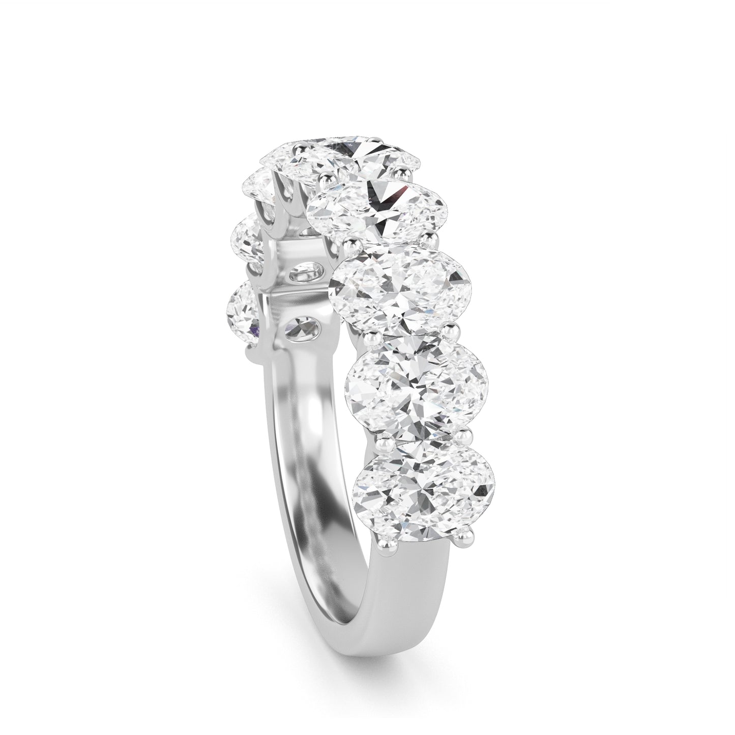 Shira Oval cut lab grown diamond U Prong Eternity band White Gold Ring for women - elegant and sustainable jewelry by Wenoor