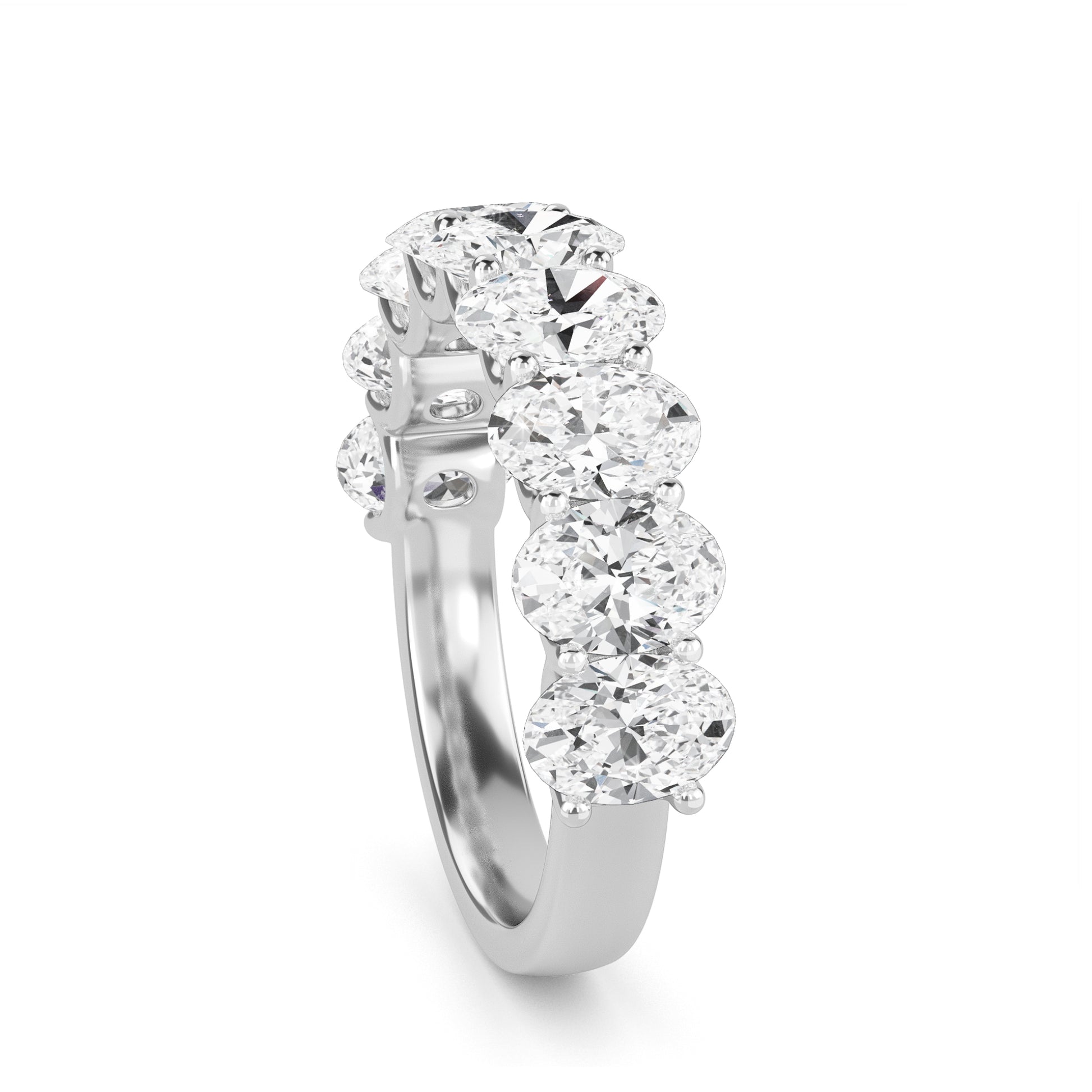 Shira Oval cut lab grown diamond U Prong Eternity band White Gold Ring for women - elegant and sustainable jewelry by Wenoor
