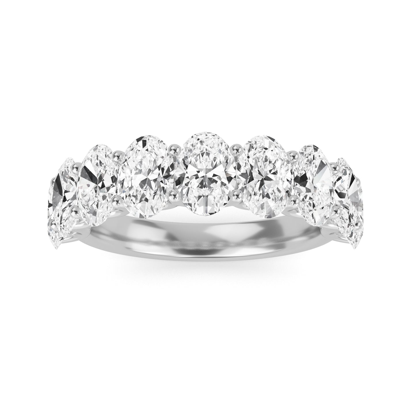 Shira Oval cut lab grown diamond U Prong Eternity band White Gold Ring for women - elegant and sustainable jewelry by Wenoor