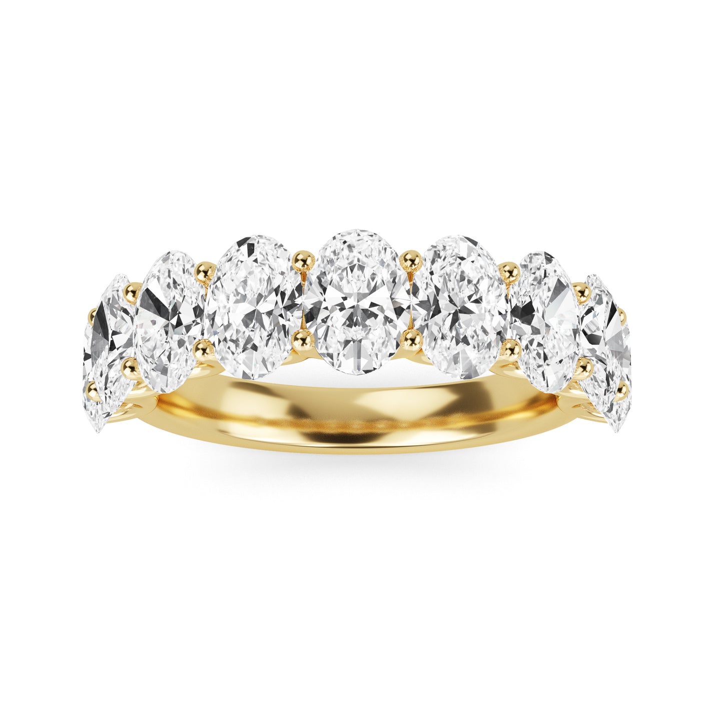 Shira Oval cut lab grown diamond U Prong Eternity band Yellow Gold Ring for women - elegant and sustainable jewelry by Wenoor