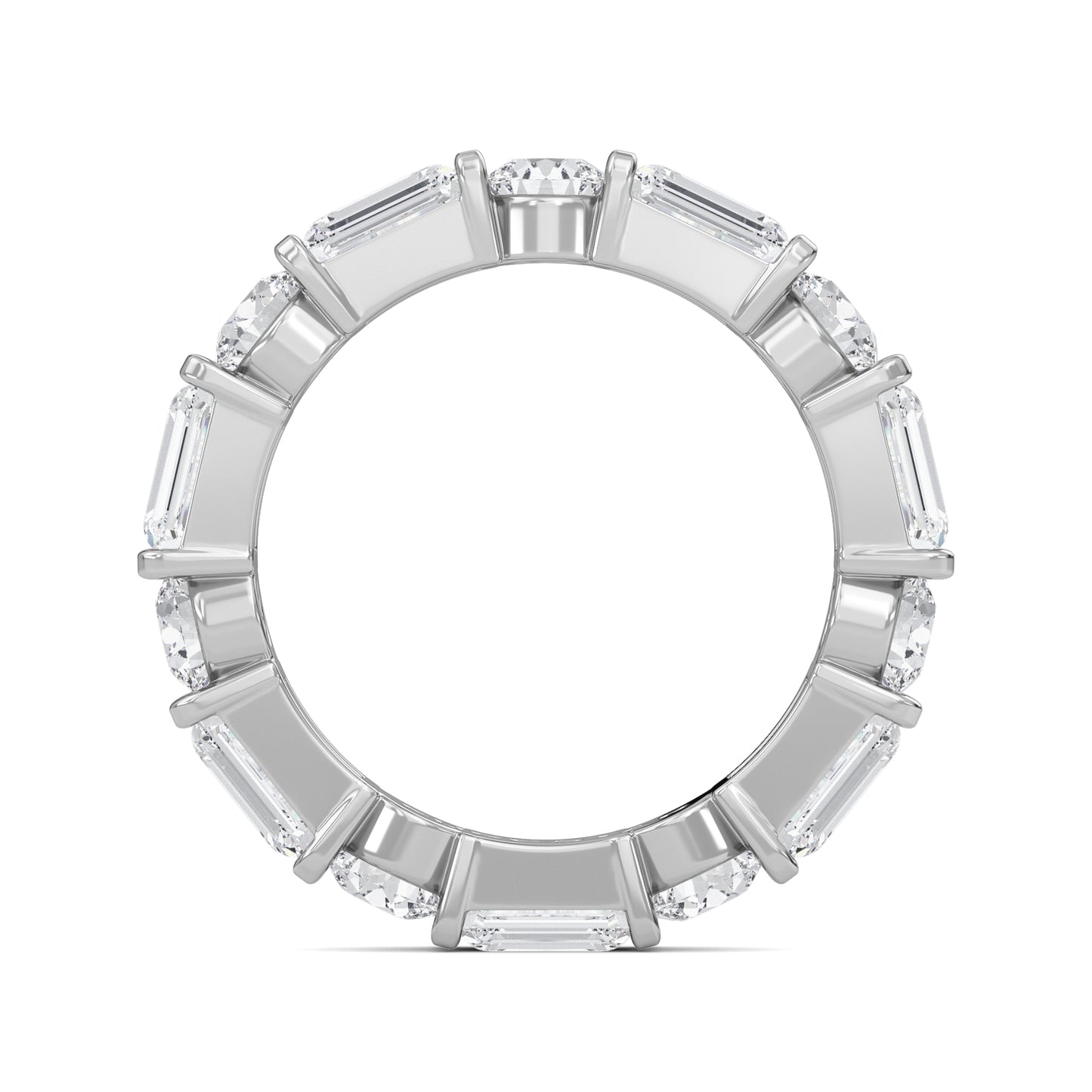 Stevie Lab-grown emerald and round cut diamond White Gold Bar Set Eternity band ring for women — sustainable fine jewelry by Wenoor