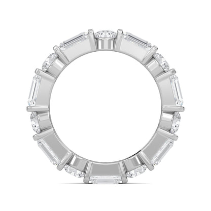 Stevie Lab-grown emerald and round cut diamond White Gold Bar Set Eternity band ring for women — sustainable fine jewelry by Wenoor