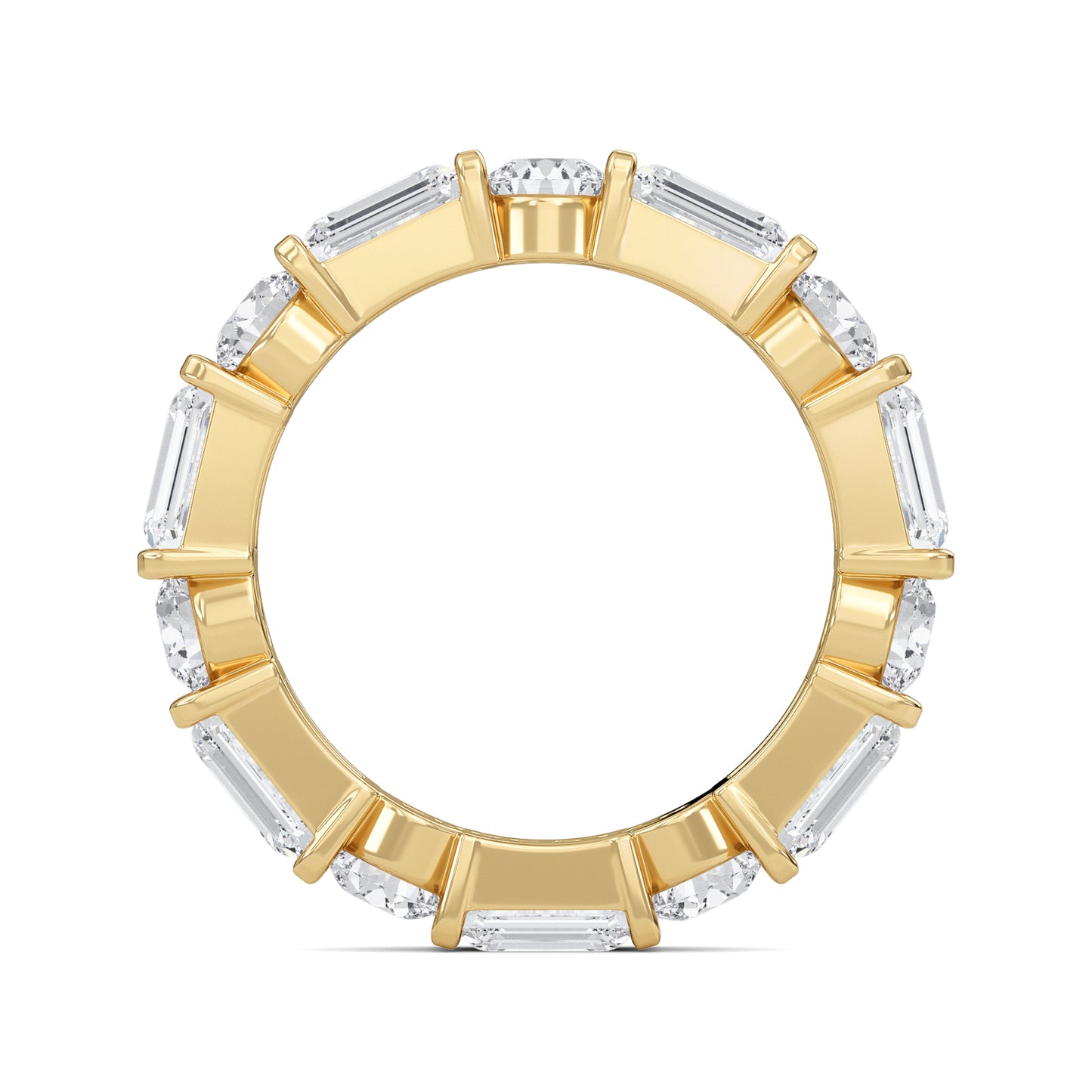 Stevie Lab-grown emerald and round cut diamond White Gold Bar Set Eternity band ring for women — sustainable fine jewelry by Wenoor