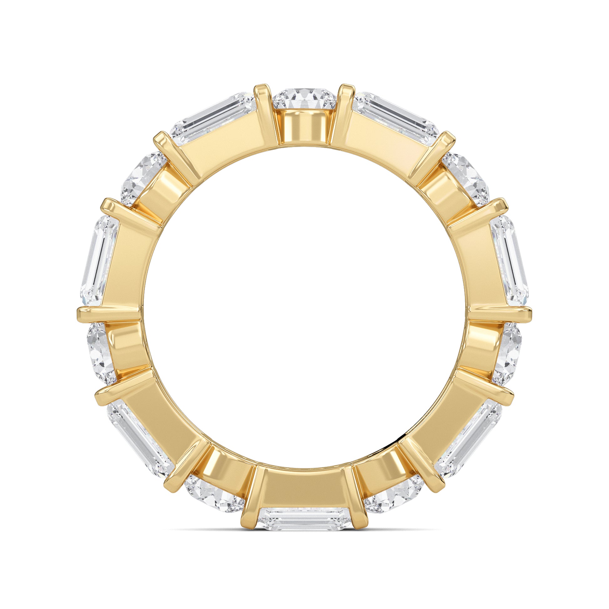 Stevie Lab-grown emerald and round cut diamond White Gold Bar Set Eternity band ring for women — sustainable fine jewelry by Wenoor
