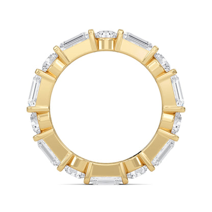 Stevie Lab-grown emerald and round cut diamond White Gold Bar Set Eternity band ring for women — sustainable fine jewelry by Wenoor