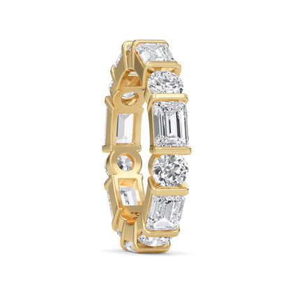 Stevie Lab-grown emerald and round cut diamond White Gold Bar Set Eternity band ring for women — sustainable fine jewelry by Wenoor
