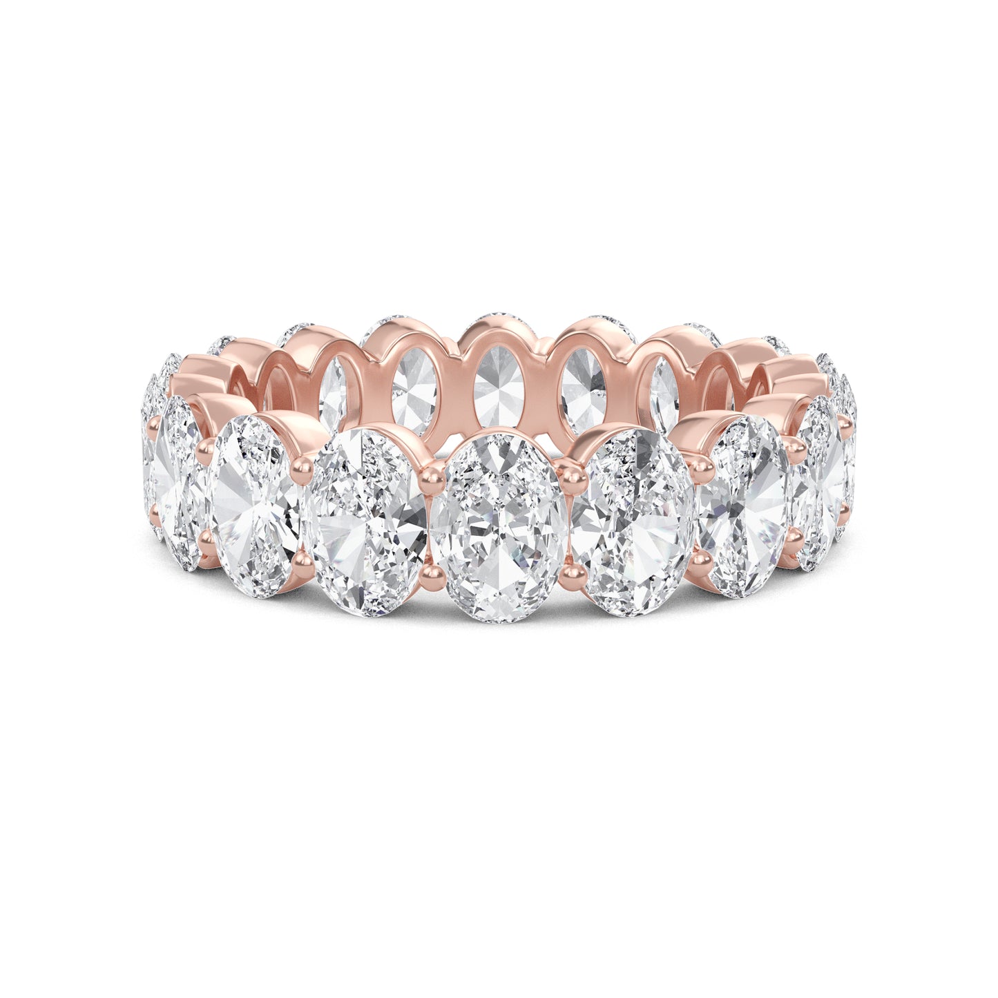 Susan Oval cut lab grown diamond Shared Prong Eternity band Rose Gold ring for women - elegant and sustainable jewelry by Wenoor