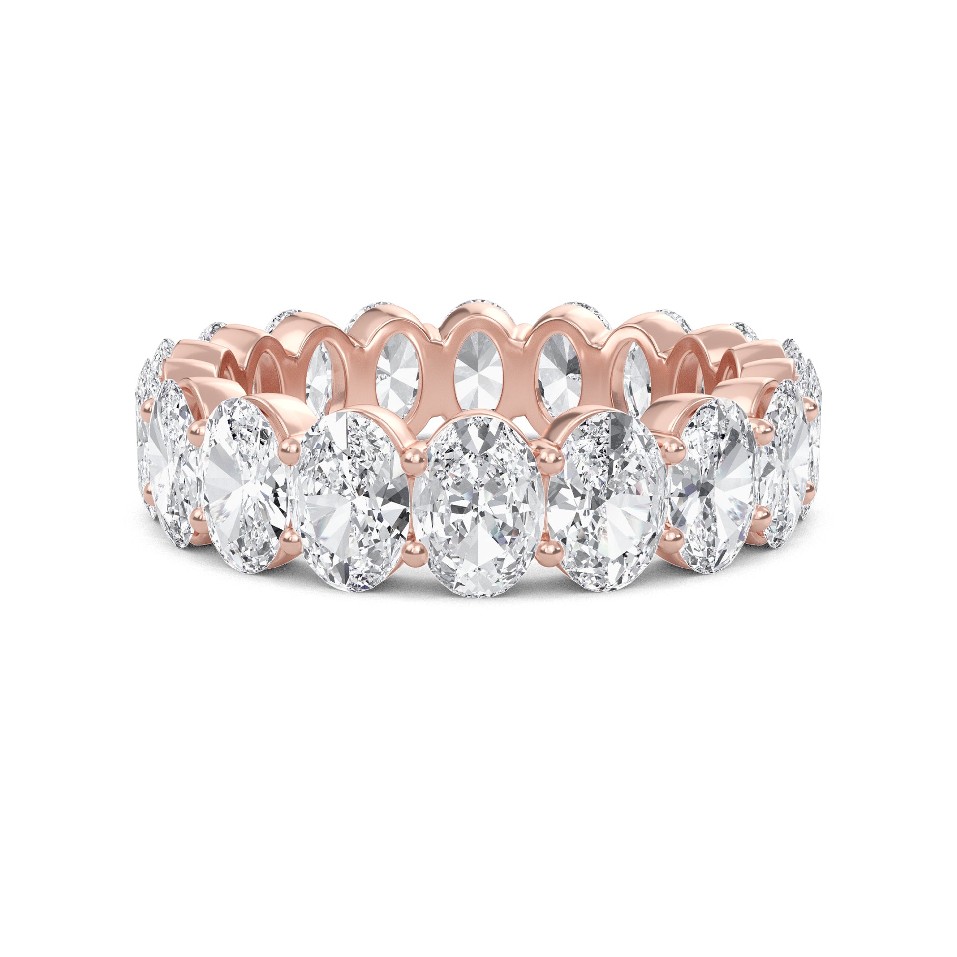 Susan Oval cut lab grown diamond Shared Prong Eternity band Rose Gold ring for women - elegant and sustainable jewelry by Wenoor