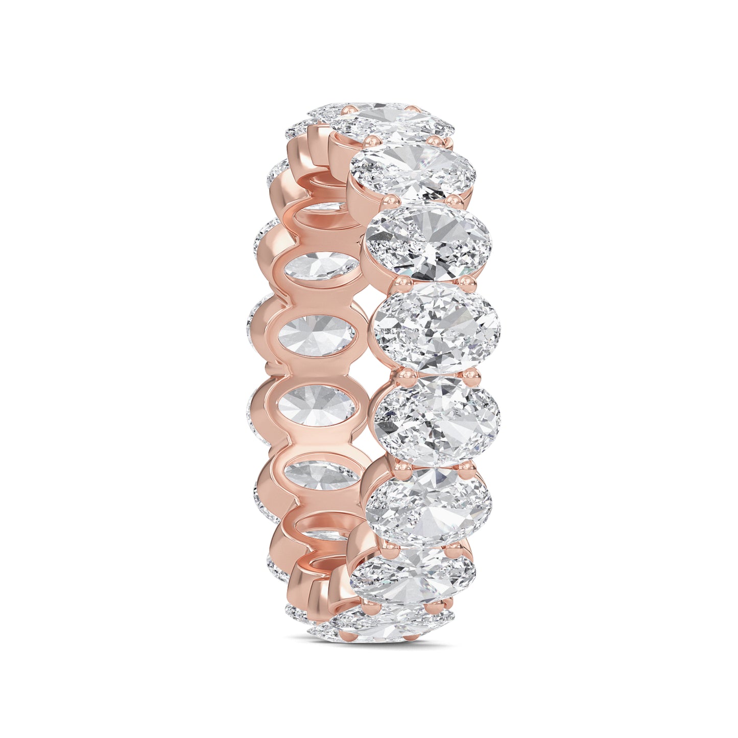 Susan Oval cut lab grown diamond Shared Prong Eternity band Rose Gold ring for women - elegant and sustainable jewelry by Wenoor