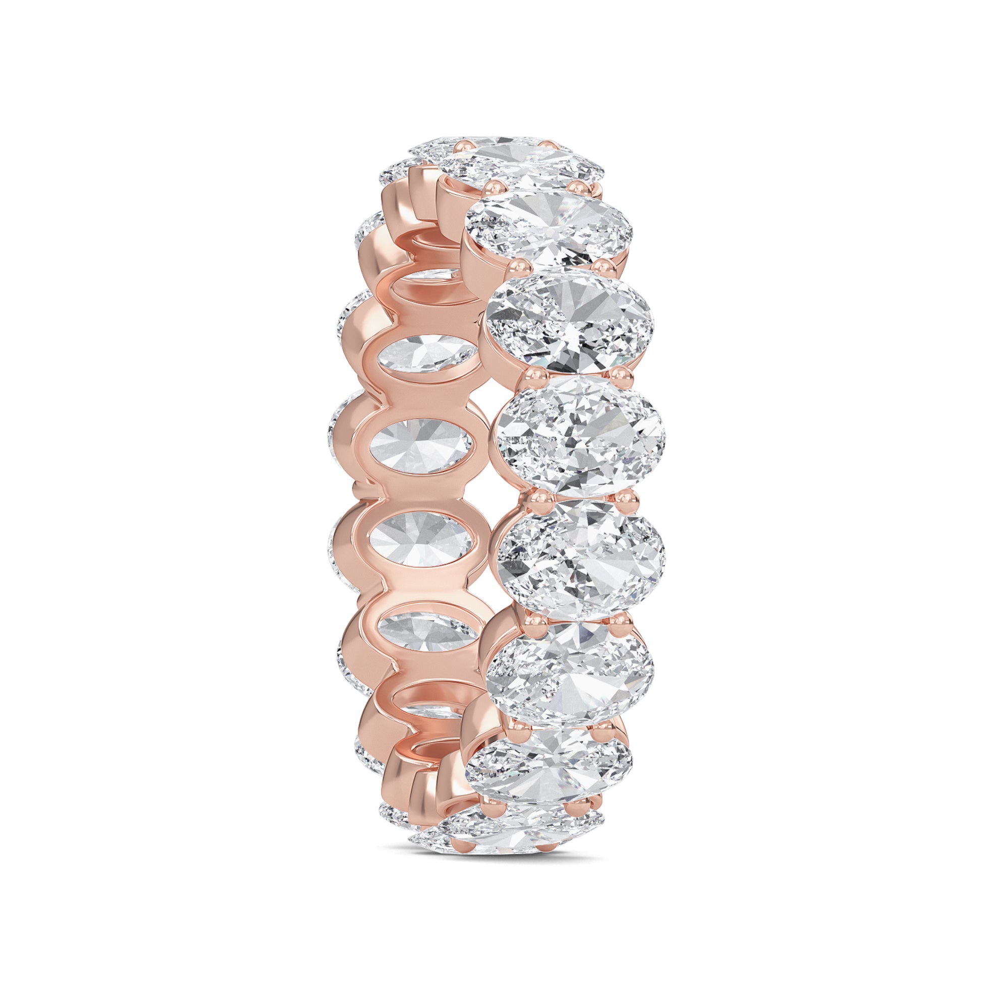 Susan Oval cut lab grown diamond Shared Prong Eternity band Rose Gold ring for women - elegant and sustainable jewelry by Wenoor