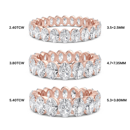 Susan Oval cut lab grown diamond Shared Prong Eternity band Rose Gold ring for women - elegant and sustainable jewelry by Wenoor