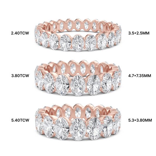 Susan Oval cut lab grown diamond Shared Prong Eternity band Rose Gold ring for women - elegant and sustainable jewelry by Wenoor