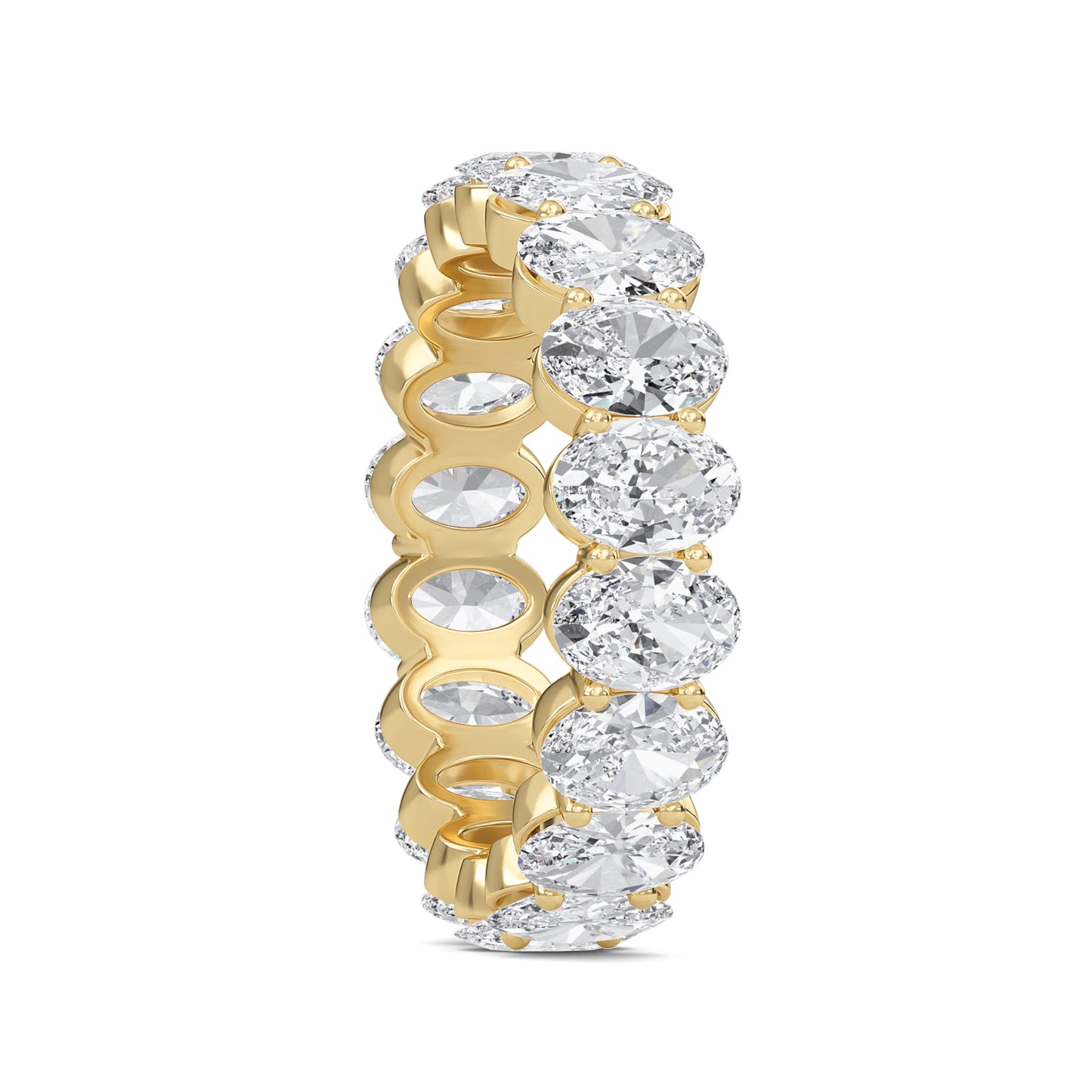 Susan Oval cut lab grown diamond Shared Prong Eternity band Yellow Gold ring for women - elegant and sustainable jewelry by Wenoor
