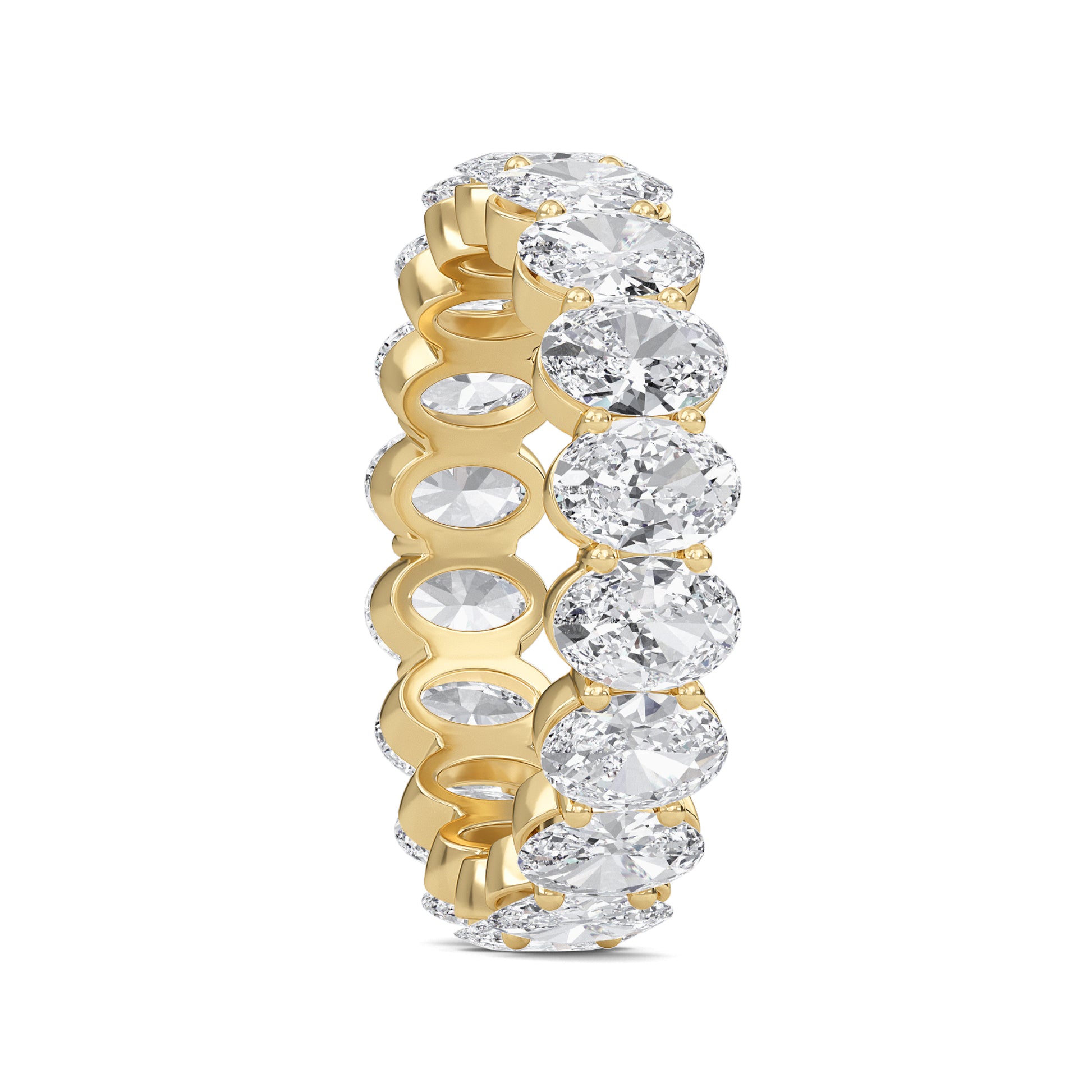 Susan Oval cut lab grown diamond Shared Prong Eternity band Yellow Gold ring for women - elegant and sustainable jewelry by Wenoor