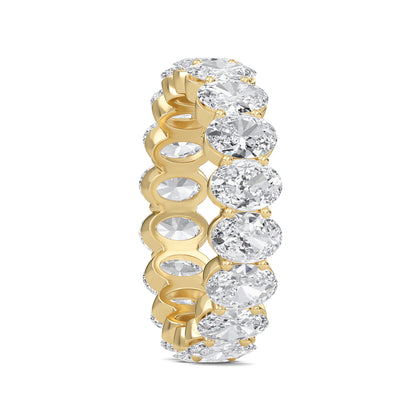 Susan Oval cut lab grown diamond Shared Prong Eternity band Yellow Gold ring for women - elegant and sustainable jewelry by Wenoor