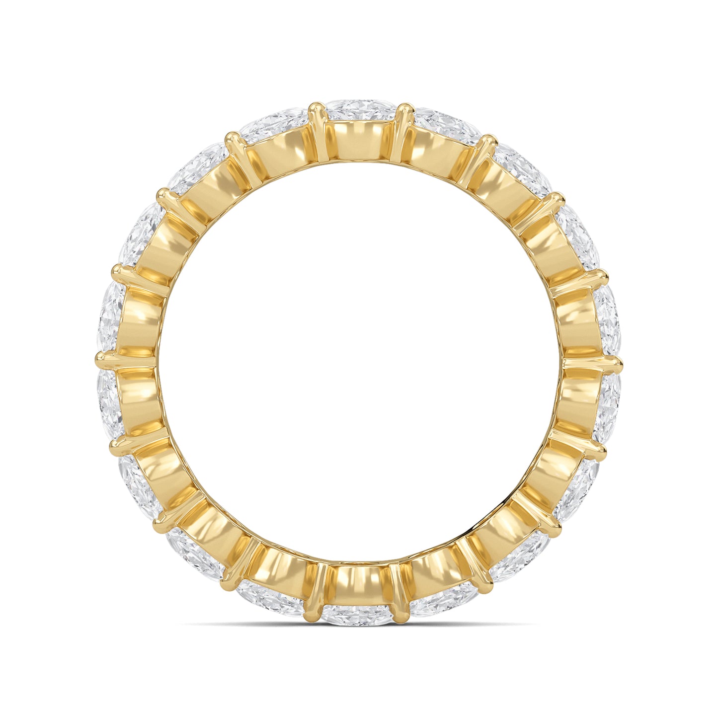Susan Oval cut lab grown diamond Shared Prong Eternity band Yellow Gold ring for women - elegant and sustainable jewelry by Wenoor