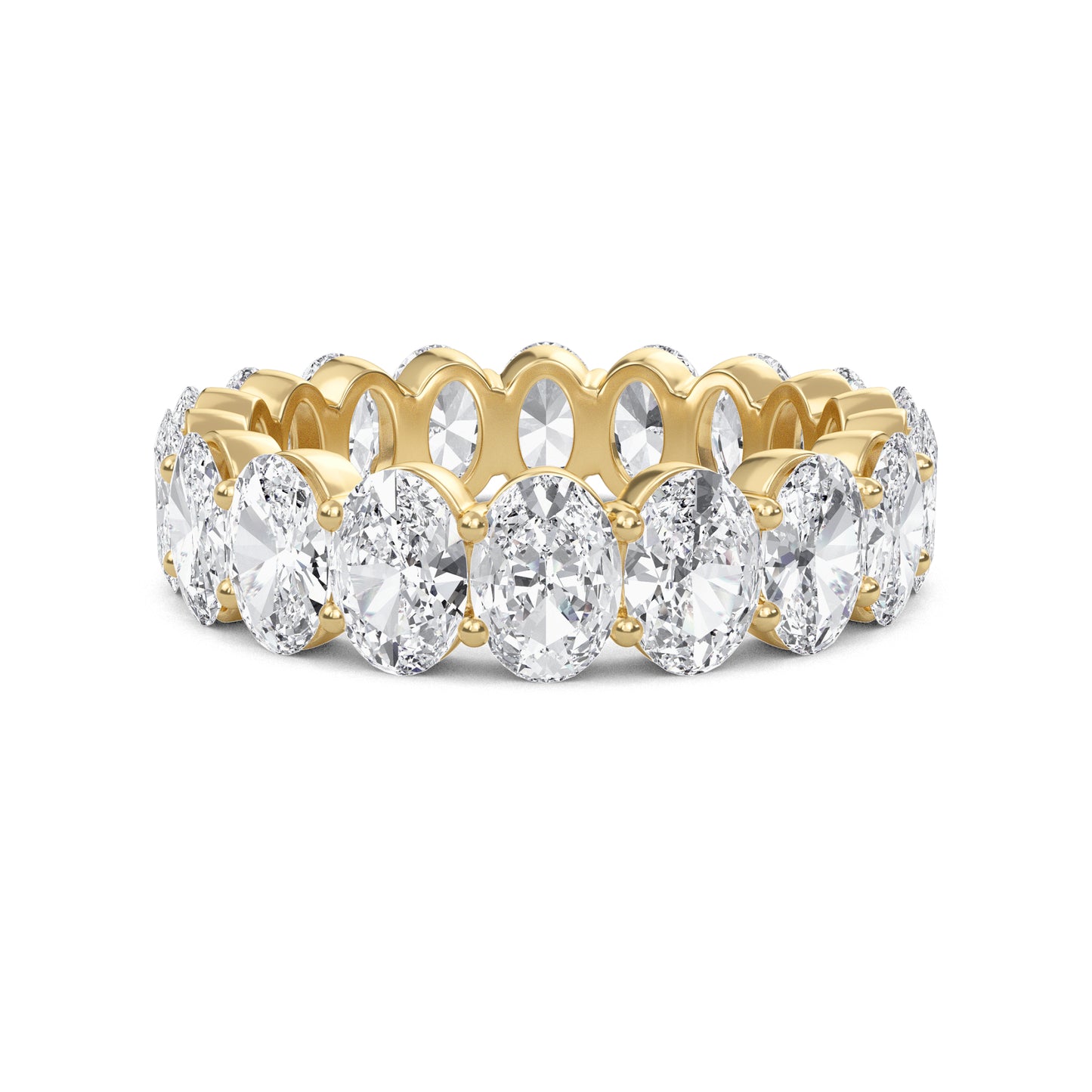 Susan Oval cut lab grown diamond Shared Prong Eternity band Yellow Gold ring for women - elegant and sustainable jewelry by Wenoor
