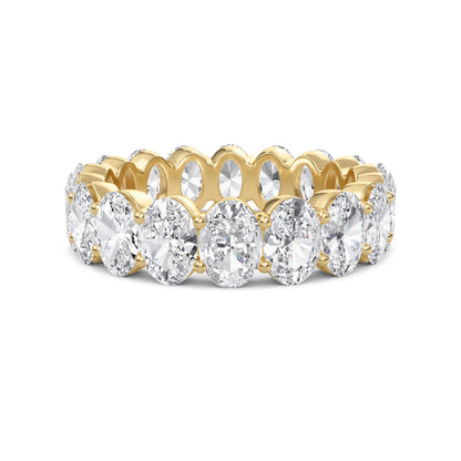 Susan Oval cut lab grown diamond Shared Prong Eternity band Yellow Gold ring for women - elegant and sustainable jewelry by Wenoor